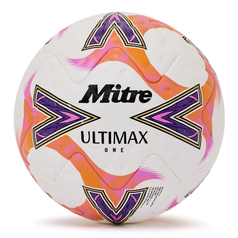 Mitre Unisex Adult Ultimax One 26 Football, White/Orange/Purple, 5