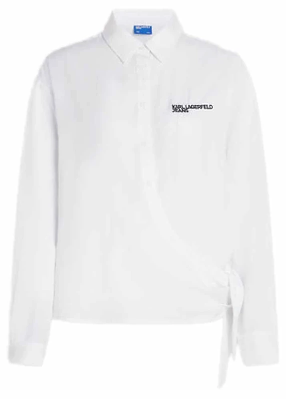 Karl Lagerfeld Jeans Women's, Tied Blouse Button Down Shirt, White, M