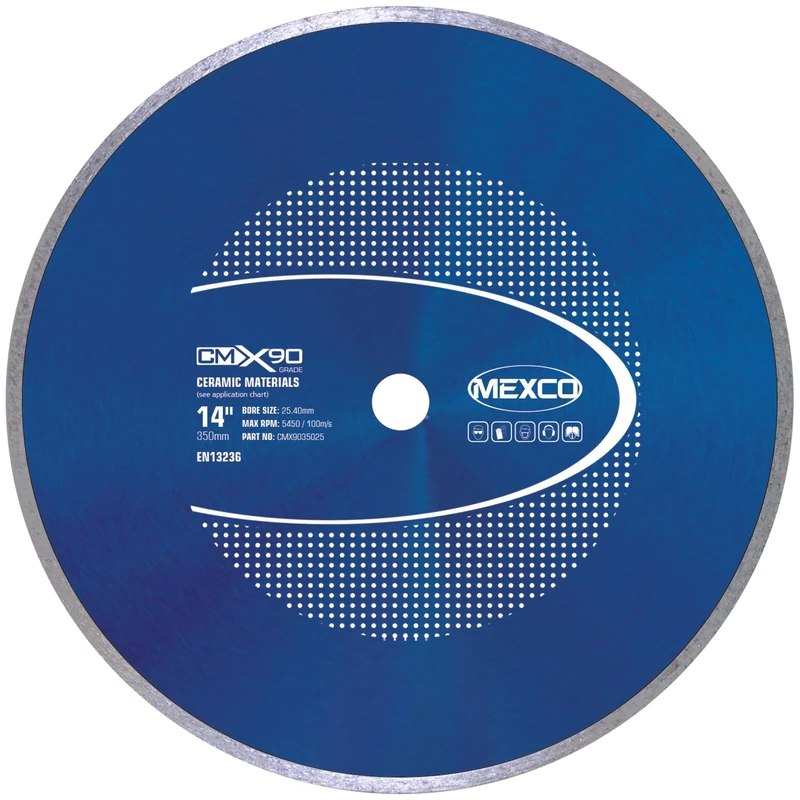 Mexco CMX Ceramic Materials Diamond Blade – High Performance & Fast Cutting Disc for Tiles – 350mm, 25.4mm Bore
