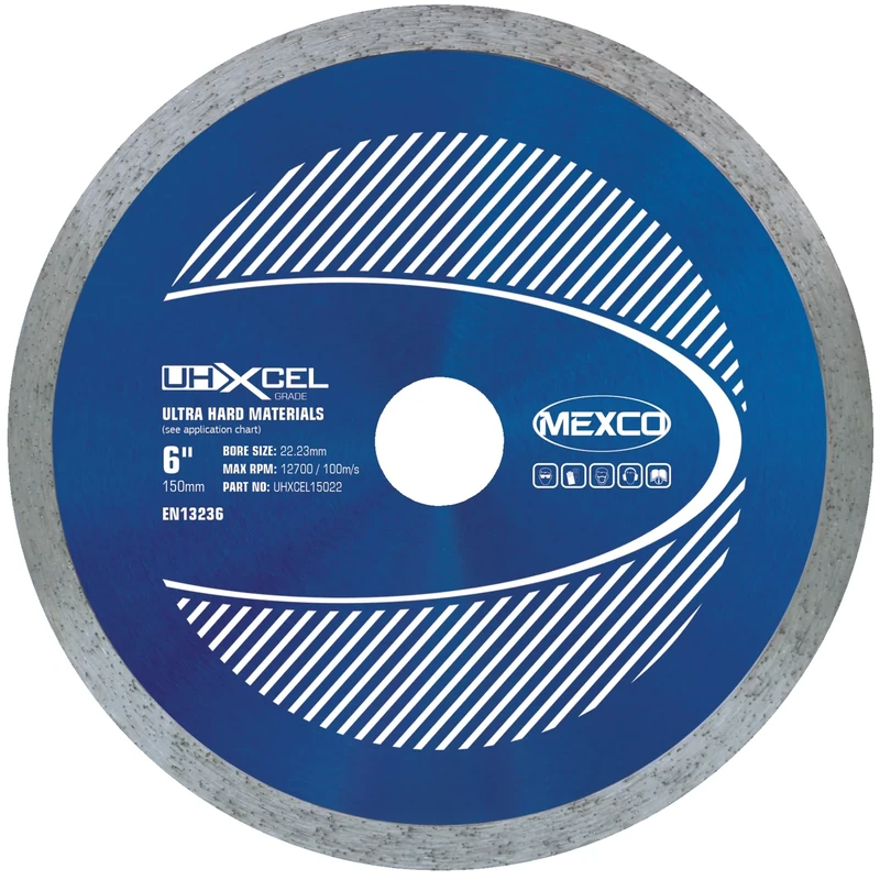 Mexco UHX Ultra Hard Materials Diamond Blade, High-Performance, Precision Cutting Disc for Granite, Porcelain, Marble - 150mm, 10mm Segment Height, 22.23mm Bore