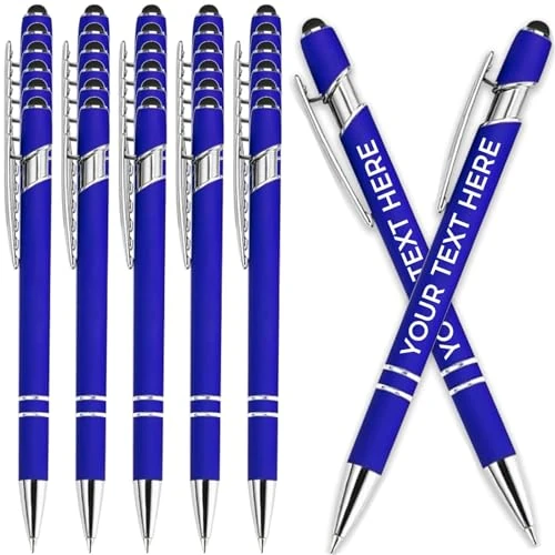 Personalized Engraved Name Ballpoint Pens,Customized Metal Ballpoint Pens,In Bulk for Women Men with Name Text Customised Writing Pen With Black Ink for School (Royal Blue, 1 count (Pack of 100))