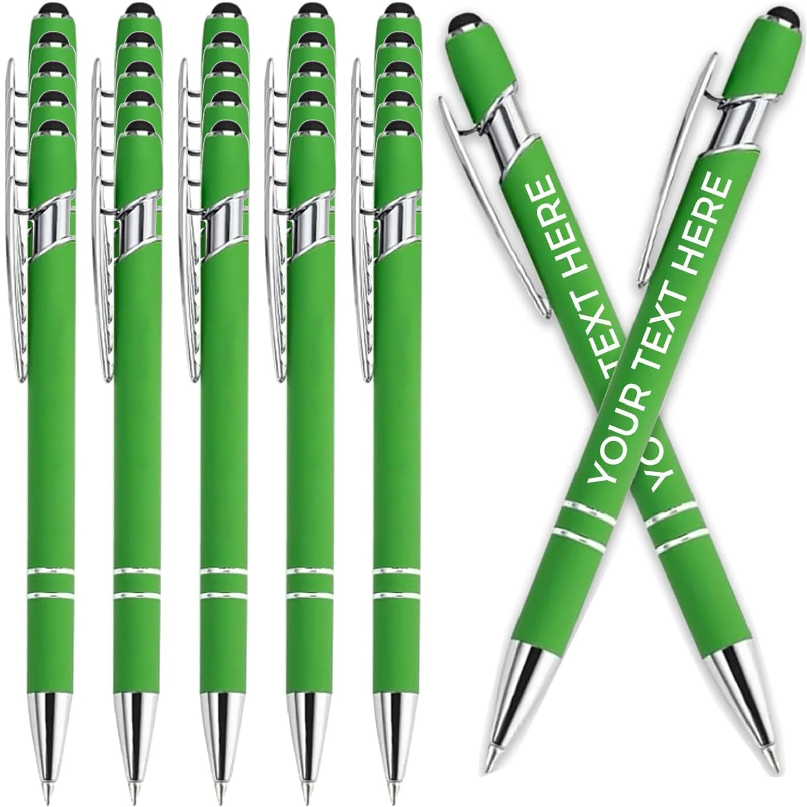 Personalized Engraved Name Ballpoint Pens,Customized Metal Ballpoint Pens,In Bulk for Women Men with Name Text Customised Writing Pen With Black Ink for School (Green, 1 count (Pack of 100))