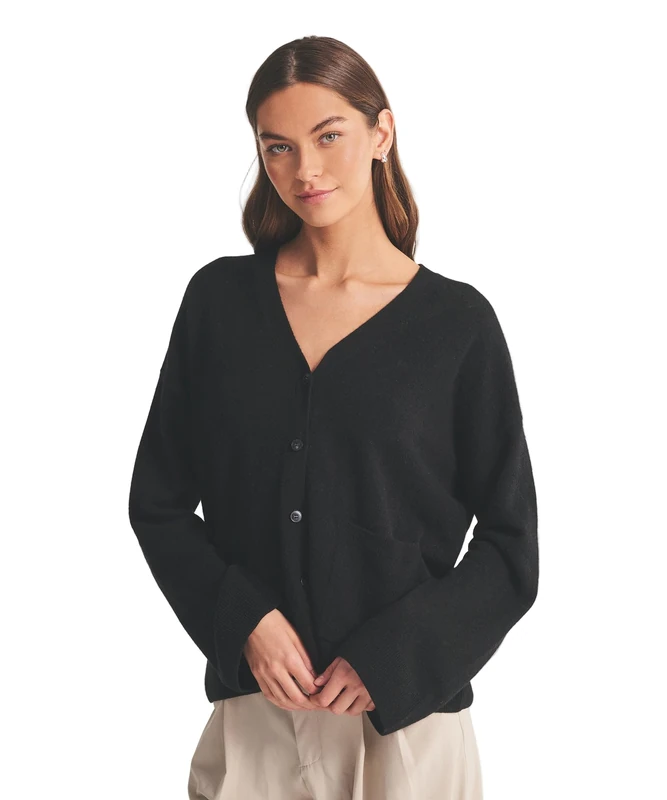 NAADAM Womens Signature Cashmere Cardigan, Black, M
