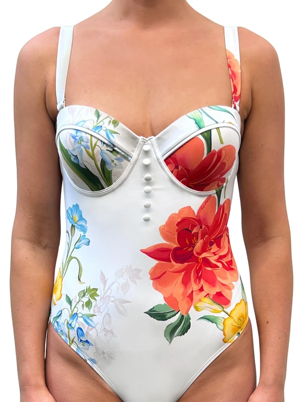 Ted Baker London LORINZ-Floral Printed Underwired Swi, White