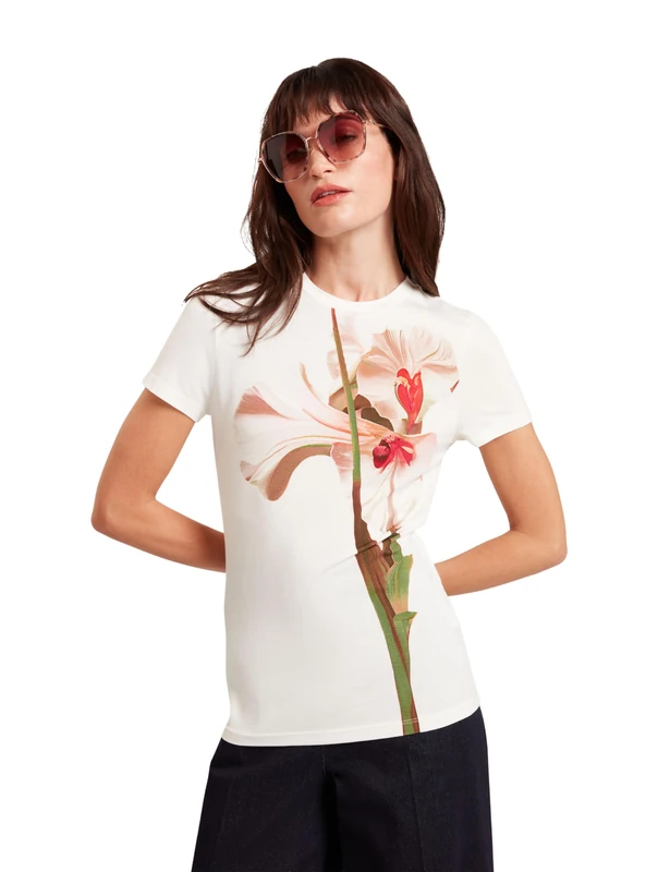 Ted Baker London meeliee-Printed Fitted tee, Nude-Pink