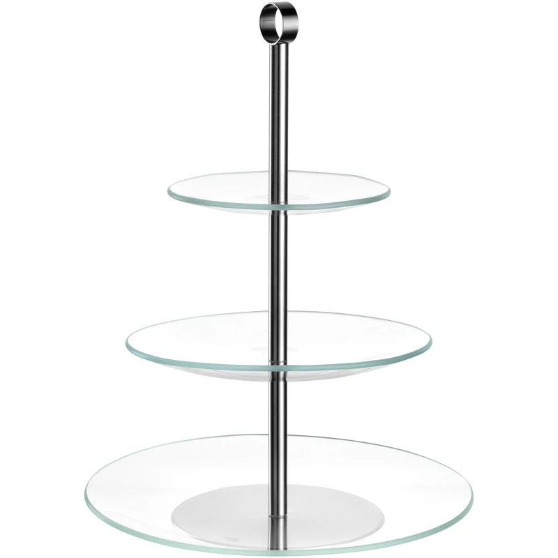 LEONARDO HOME Cena 025363 Cake Stand • 1 Piece • Modern Glass Stand • For Cakes and Appetizers • Elegant Cake Stand • For Brunch and Buffet • Timeless Design • For Any Occasion • Height 36 cm • Silver
