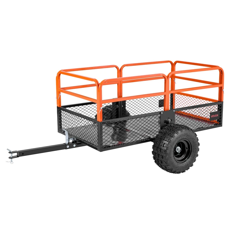 VEVOR Garden Utility Trailer, 28 Cu. Ft. & 1800lbs, ATV UTV Trailer, Tow Behind Steel Dump Trailers, Removable Rear Panel, Heavy Duty Pull Behind Yard Trailers for Lawn Mower Tractor Garden Waste