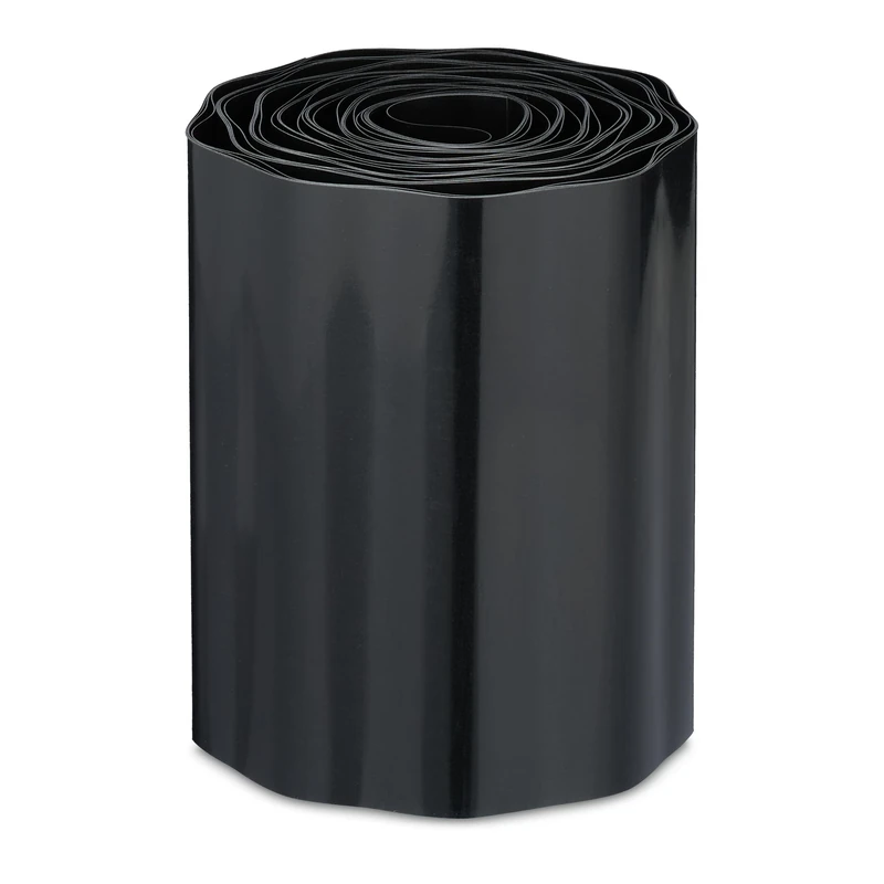 Relaxdays Lawn Edging, 20 cm x 9 m, Flower Bed & Path Boundary, Flexible Plastic Border, Landscaping Divider, Black