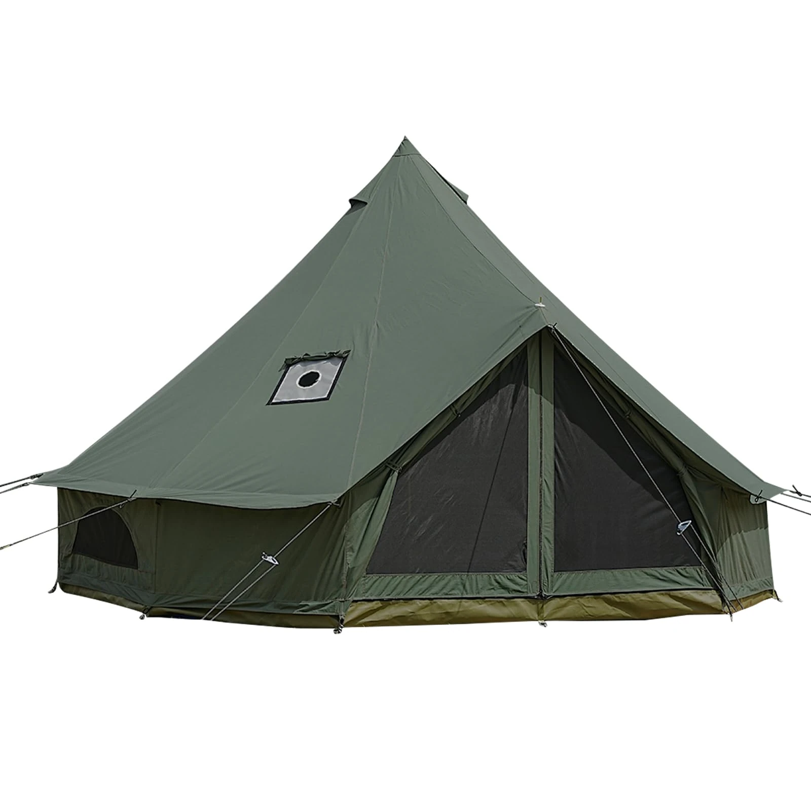 VANFOND Canvas Bell Tent, Yurt with Stove Jack, Waterproof and Breathable Glamping Wall Tent, Detachable Groundsheet for Camping Party