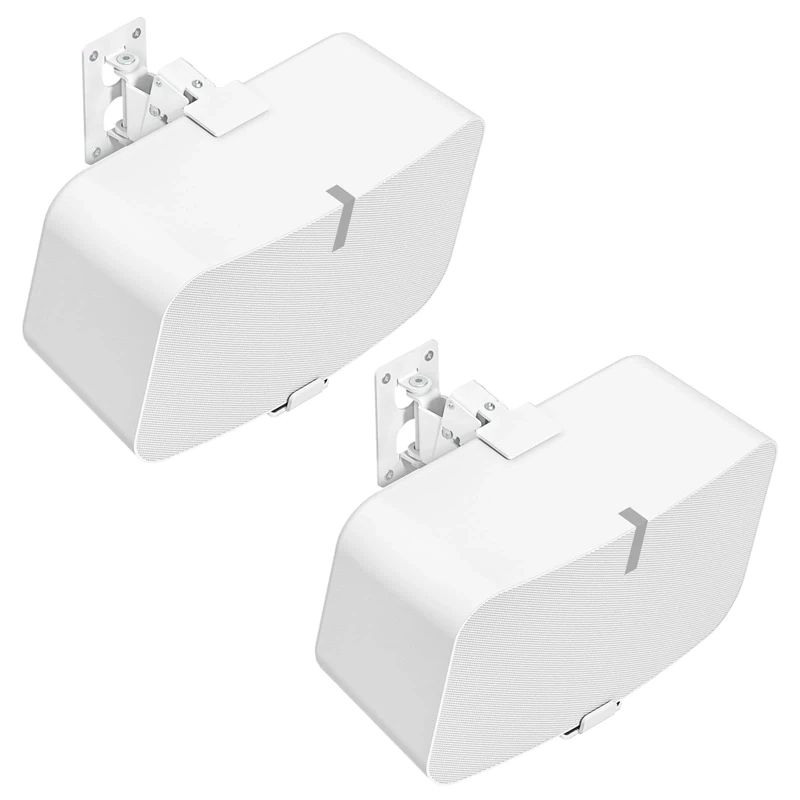 notiela Pair of Heavy Duty Speaker Wall Bracket for Sonos Five & Sonos Play 5 Wall Mount with Tilt & Swivel Adjustment for Sonos Play 5, Sonos Five Wall Mount Bracket, White