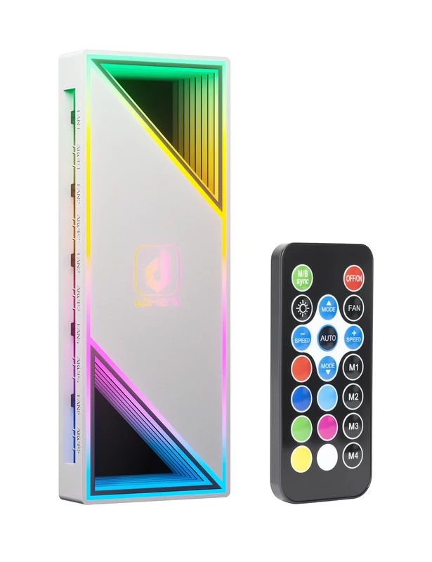 upHere ARGB Magnetic Fan Hub with Controller, 12 Ports 4-Pin PWM Fan Connector, 12 x 5V 3-Pin ARGB Ports, Infinity Mirror Design, Adjustable Speed Cooling Hub for Custom RGB PC, White