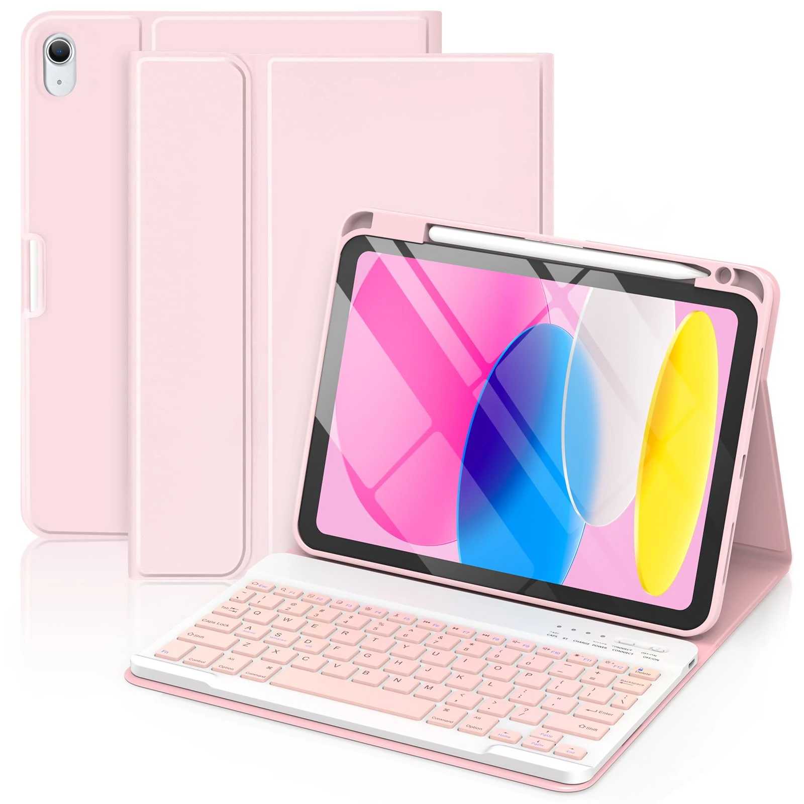 Keyboard Case for iPad A16 11th Generation 2025/10th Generation 2022(11/10.9 inch), Keyboard Cover with Pencil Holder, UK Layout Wireless Detachable Keyboard for iPad 11/10 Gen ((Light Purple))