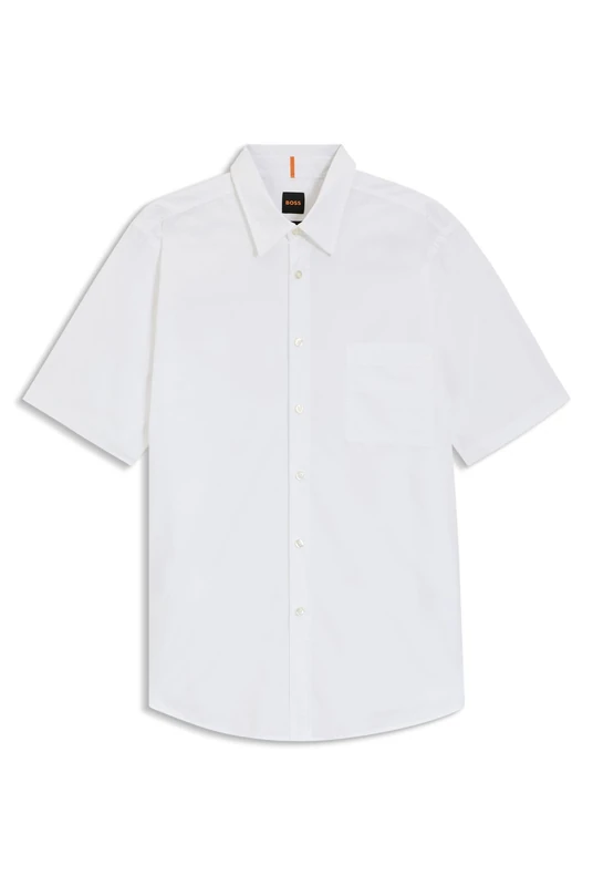 BOSS Mens Relegant 6-Short Regular-fit Shirt in Cotton poplin White