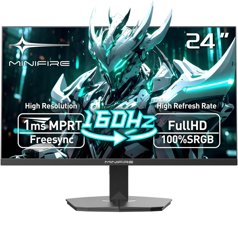 Minifire 24 Inch 160Hz Gaming Monitor, Full HD 1080p Fast IPS, 1ms MPRT, AI Crosshair, Free-Sync, 4000:1 Contrast, sRGB100%, 8bit, HDR, 300cd/m², VESA 75x75mm, HDMI 2.0＆DP 1.4 (MFG24F4M)