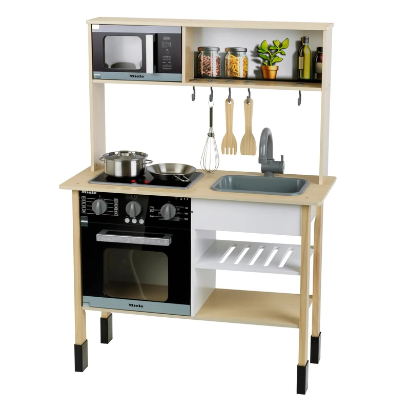 Theo Klein 7187 Miele Kitchen I White wooden kitchen incl. hob, with sound and light