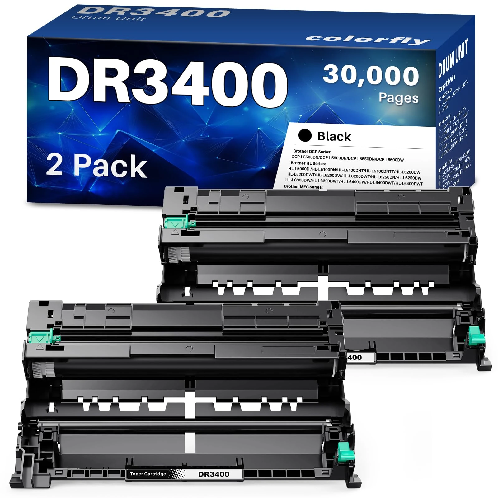 colorfly DR3400 Drum Unit Compatible with Brother DCP-L5500DN L6600DW HL-L5000D L5100DN L5100DNT L5200DW L6250DN L6300DW L6300DWT L6400DW L6400DWT MFC-L5700DN L5750DW L6800DW L6800DWT L6900DW