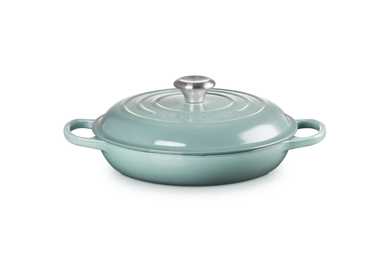 Le Creuset Signature Enamelled Cast Iron Shallow Casserole Dish With Lid, 26 cm, 2 Litres, Sea Salt