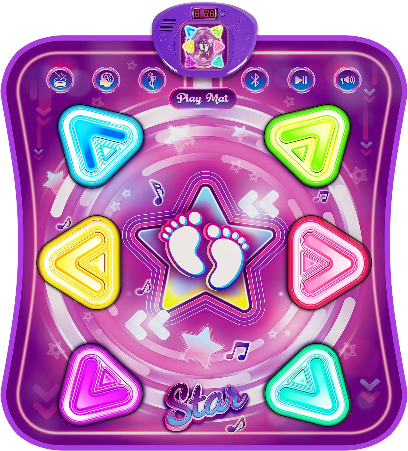 Handwell Dance Mat for Girls, Light-up Dance Pad with Wireless Bluetooth & 5 Game Modes, Kids Electronic Dance Mats Musical Dancing Toys Christmas Birthday Gifts for Boys Girl Aged 3 4 5 6 7 8 9 10+