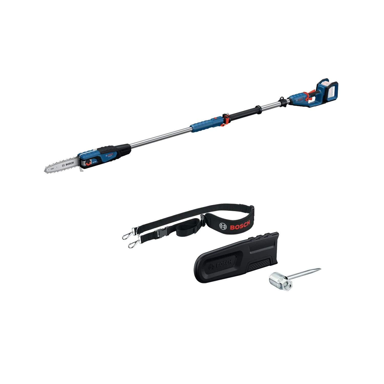 Bosch Professional 18V System Chainpole GKE 18V-25 TP (up to 130 cuts per Charge, 2.9 m Telescopic Pole, brushless Motor, incl. Scabbard 25 cm, Scrench, Shoulder Strap, Without Battery)