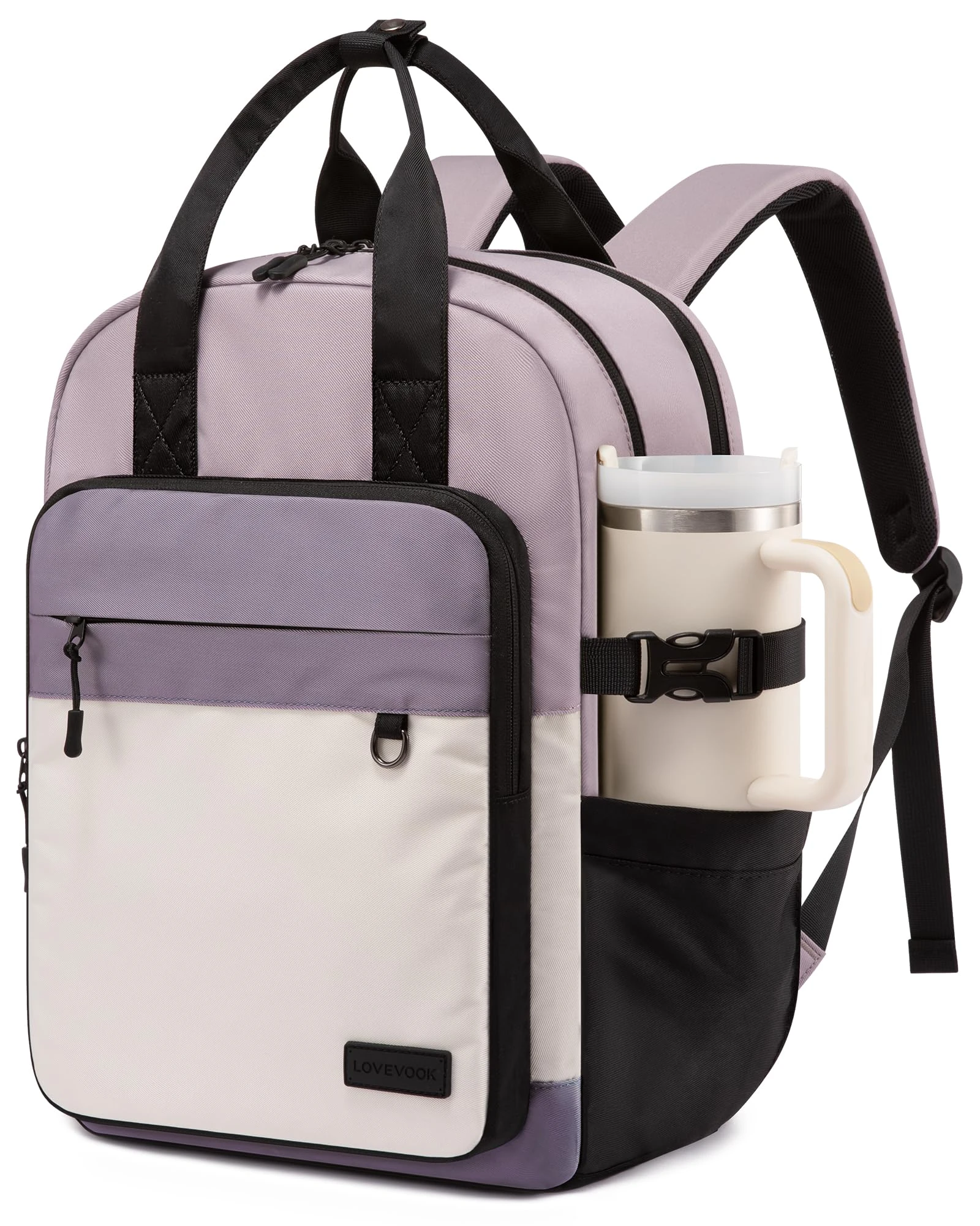 LOVEVOOK School Bag Backpack Womens, Waterproof Laptop Rucksack Bags for Women 15.6 Inch, Fashion Ladies Backpack Casual Daypack for College Work Travel Teacher