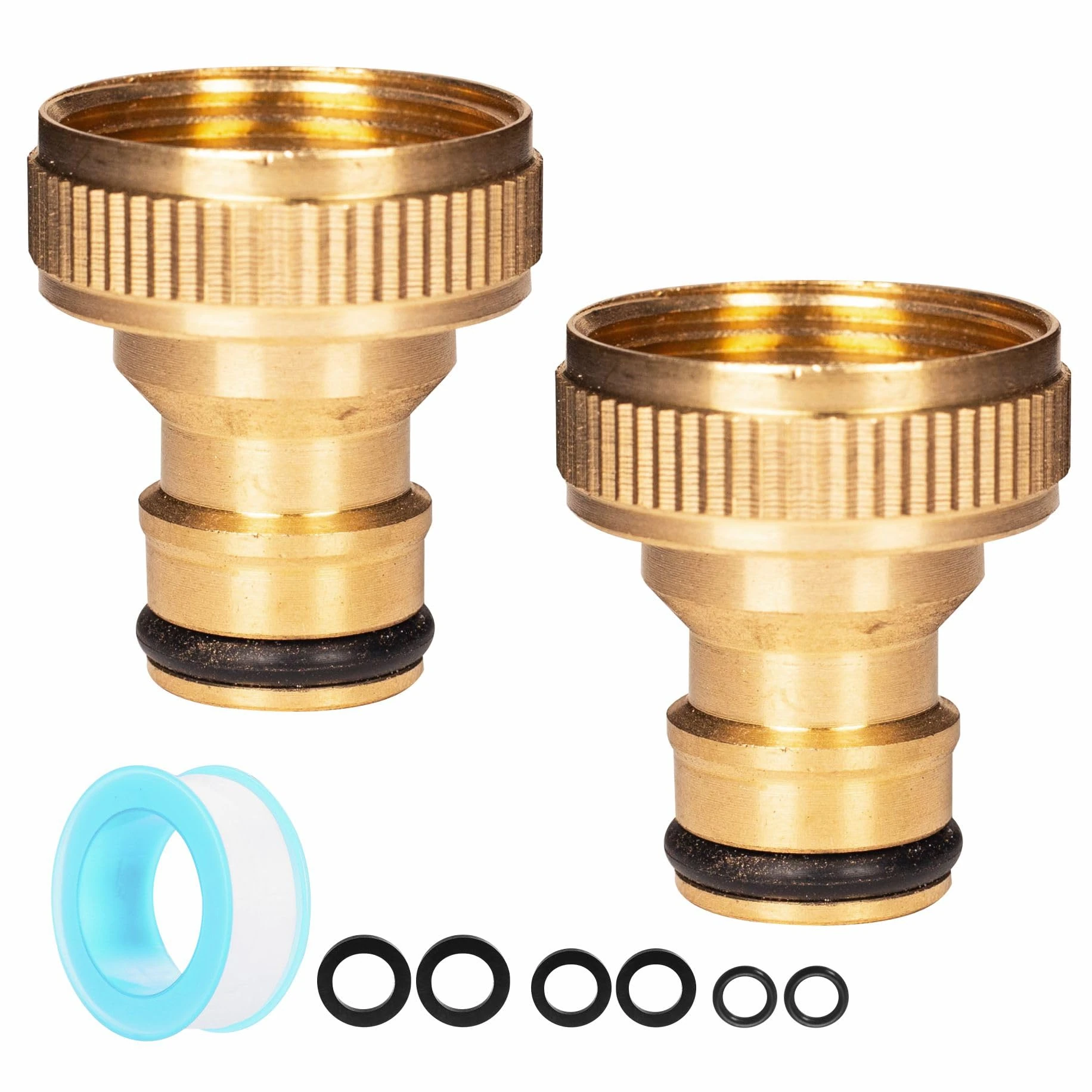 Brass Outside Tap Hose Connector 26mm / 1 inch G 3/4" Outdoor Garden Hose Tap Connector, Brass Threaded Tap Connectors for Hose Pipe to Tap Adapter Hosepipe Connectors and Fittings