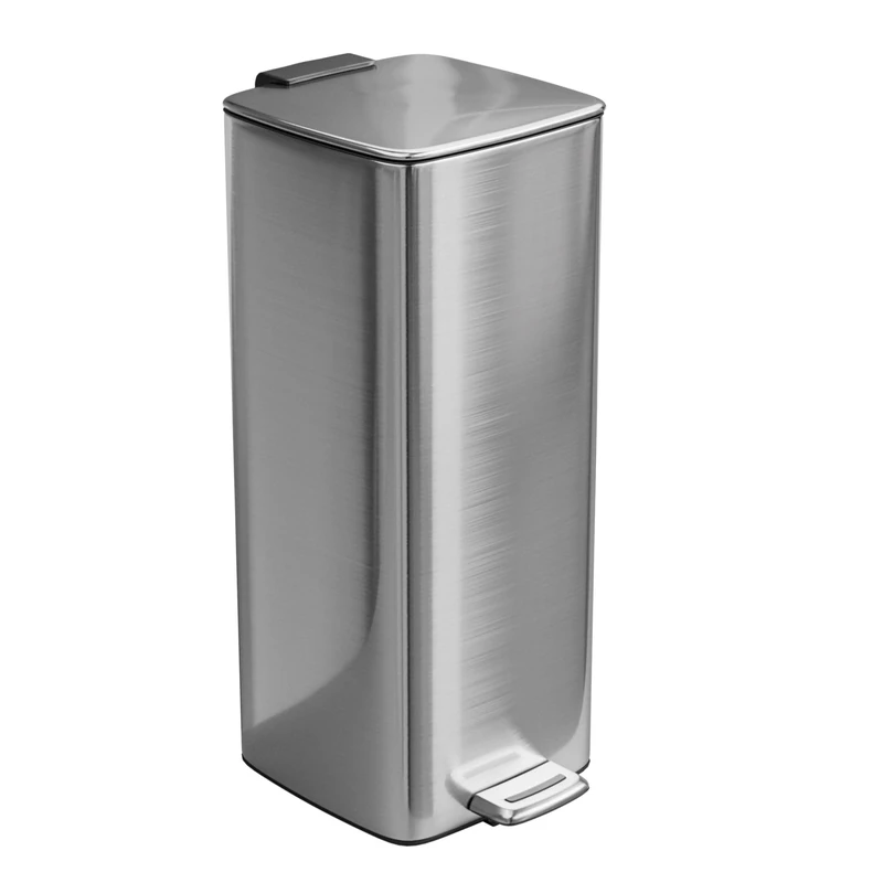 Amig - 30L Pedal Bin Mod. Artvin - Chrome Finish - Hands-Free Hygienic Opening - 27 x 36 x 65 cm - Chrome-Plated Stainless Steel - Kitchen Waste Bin with Airtight Lid