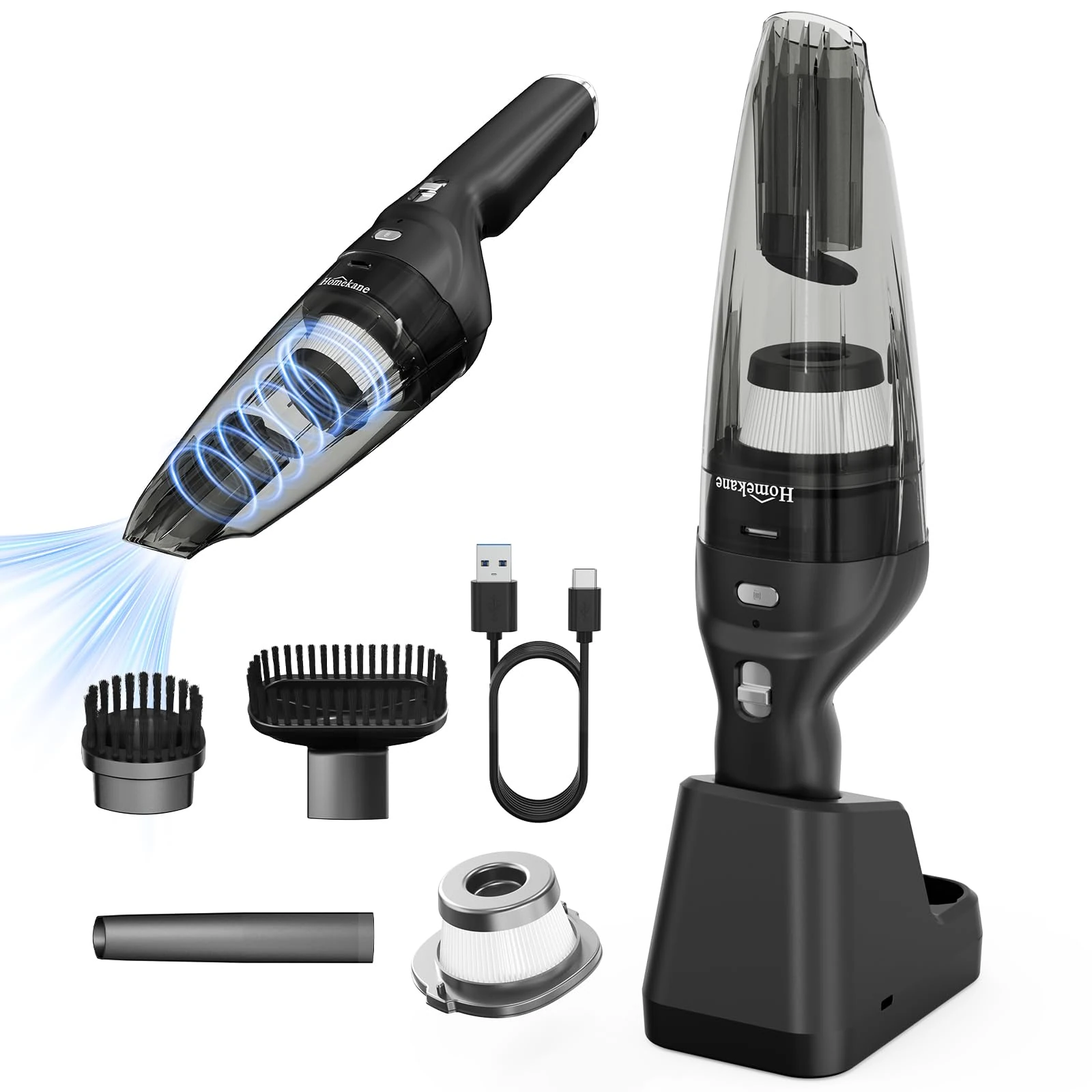 HOMEKANE Handheld Vacuum Cleaner Cordless 10000Pa High Power Suction with Charge Base Light Weight Hand Held Rechargeable Car Vacuum Cordless