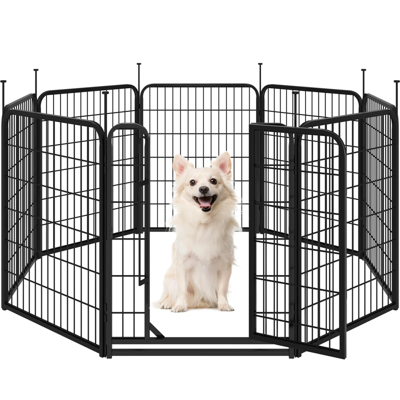 Yaheetech Dog Pen 80cm 8 Panels Suitable for Medium Dogs Heavy Duty Puppy Playpen Pet Exercise Fence for Indoor/Outdoor