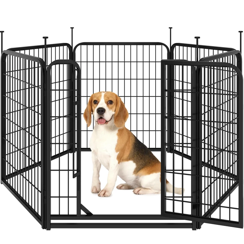 Yaheetech Dog Pen 80cm 6 Panels Suitable for Medium Dogs Heavy Duty Puppy Playpen Pet Exercise Fence for Indoor/Outdoor