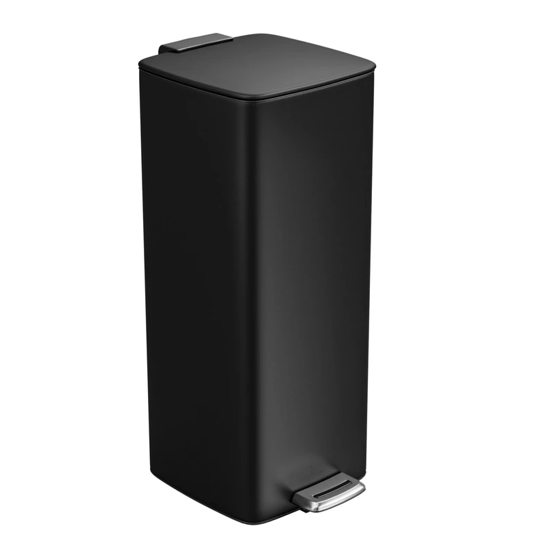 Amig - 30L Pedal Bin Mod. Artvin - Black - Hands-Free Hygienic Opening - 27 x 36 x 65 cm - Lacquered Stainless Steel - Kitchen Waste Bin with Airtight Lid