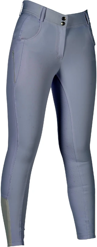 HKM Women's Ari Mid Rise Silicone Full seat Riding Breeches, White, 38