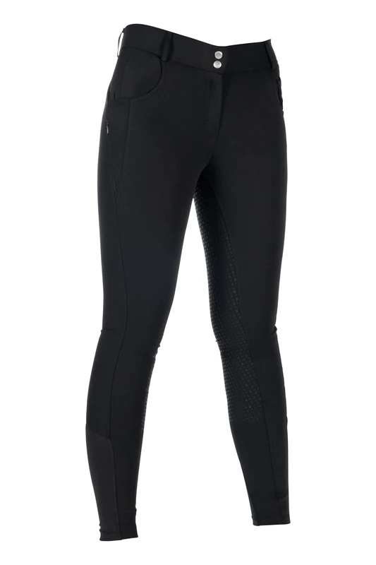 HKM Women's Ari Mid Rise SIL. Full seat Riding Breeches, Black, 24