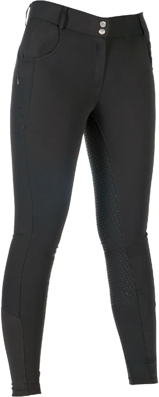 HKM Women's Ari Mid Rise Silicone Full seat Riding Breeches, Black, 40