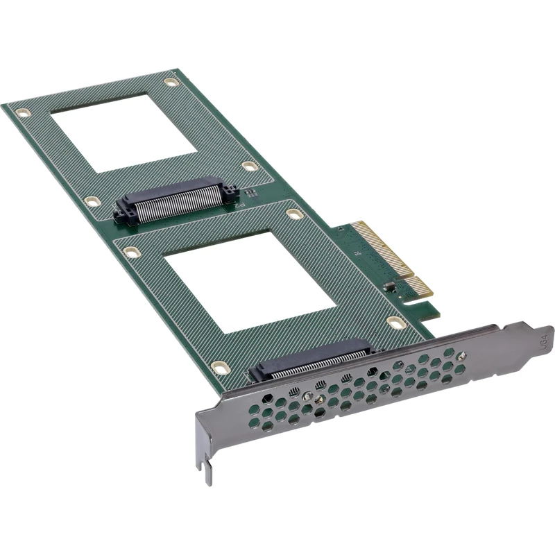 InLine® PCI Express Card to 2X Internal U.2 NVMe SFF-8639 - Bifurcation, PCIe x8, Narrow, 76660O