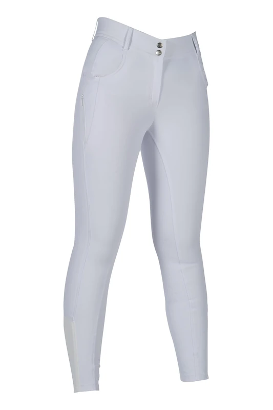 HKM Women's Ari Mid Rise SIL. Full seat Riding Breeches, White, 28