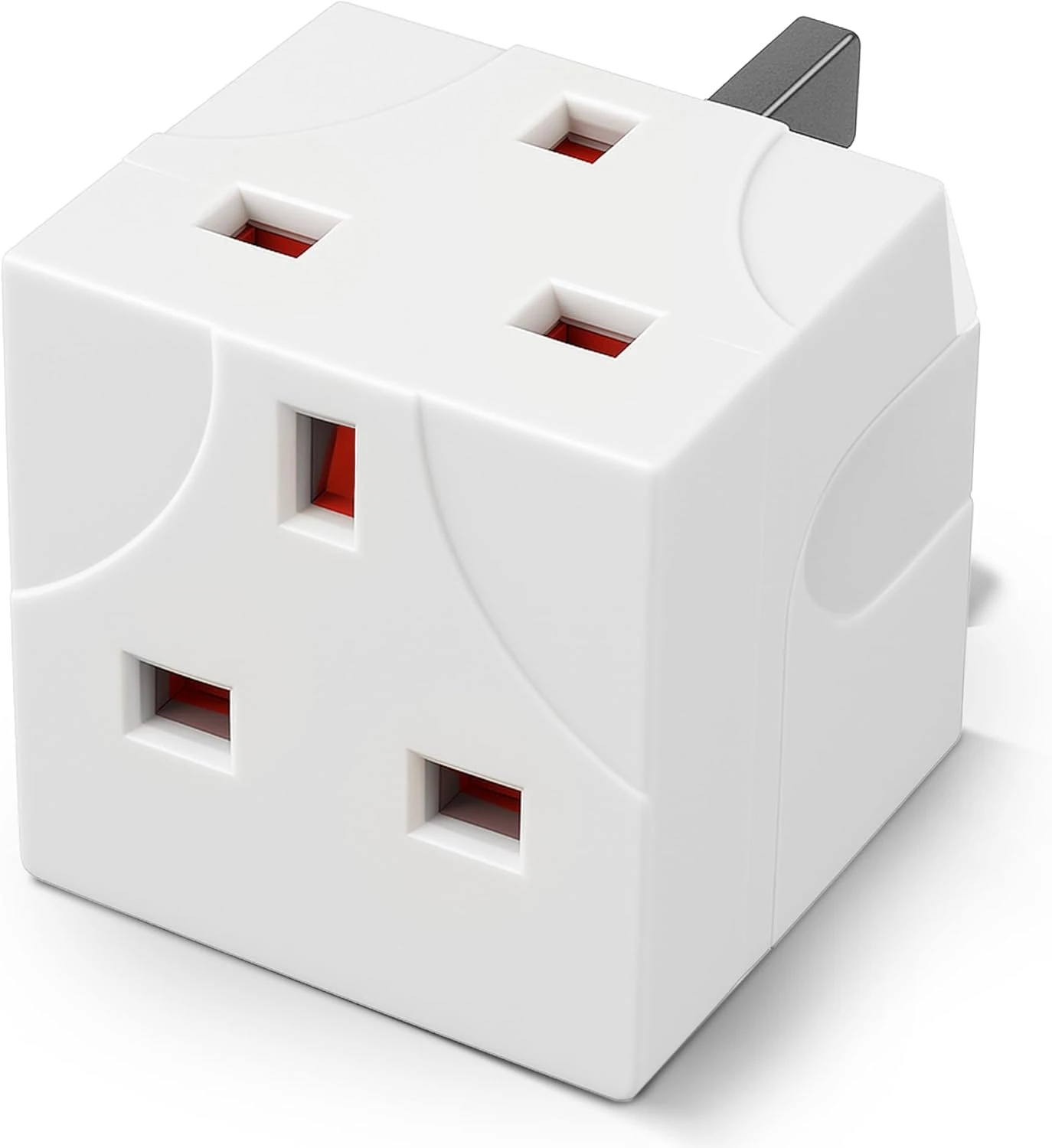 2 Way UK Plug Adapter, 13A Multi Socket Power Splitter, Double Entry Extension with 3-Pin Sockets, Mains Extender for Home & Office
