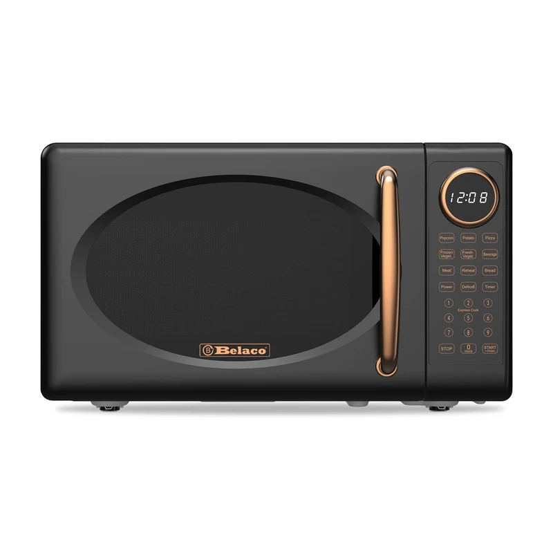 Belaco 20L Microwave, Digital Display, 8 presets with Auto Defrost, 800W Microwave Oven, 10 Power Levels, Luxury & Retro Design, Easy Clean