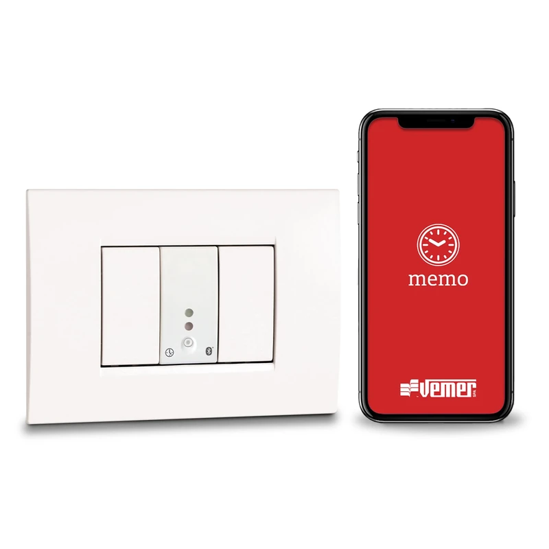 VEMER VE798200 MINI TIME - Built-in Bluetooth Digital Time Switch 1 Module, Timer with Time Programming and Astronomical Programming via App for Lights, Gates, Shutters, White