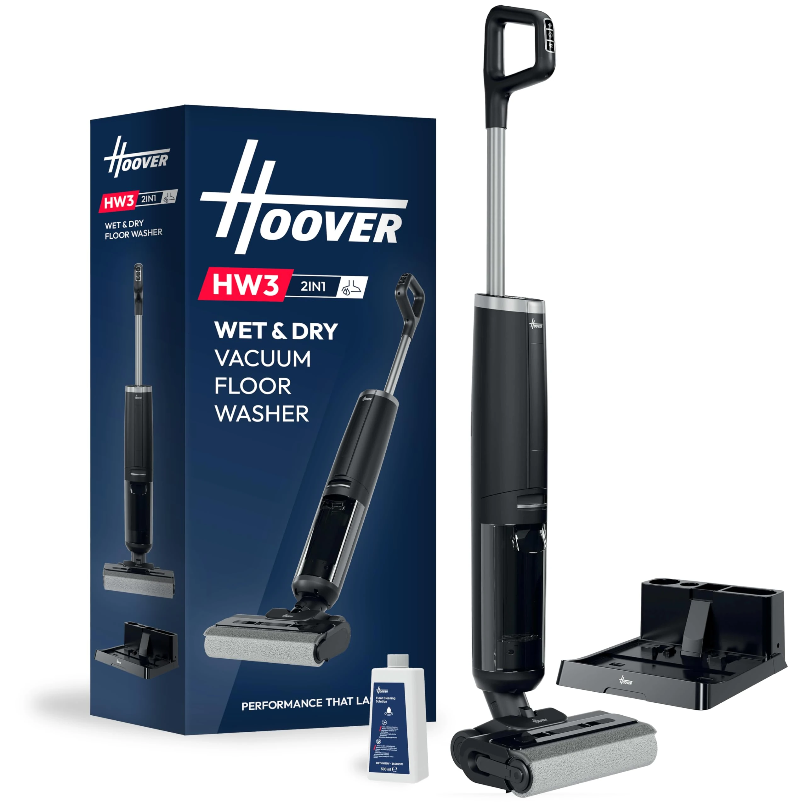 Hoover HW3 2in1 Hard Floor Cleaner & Vacuum for Delicate and Hard Floors - Cordless Electric Mop and Vacuum Cleaner with 40 min runtime and Self-Clean function [HW300] Wet and Dry floor cleaner