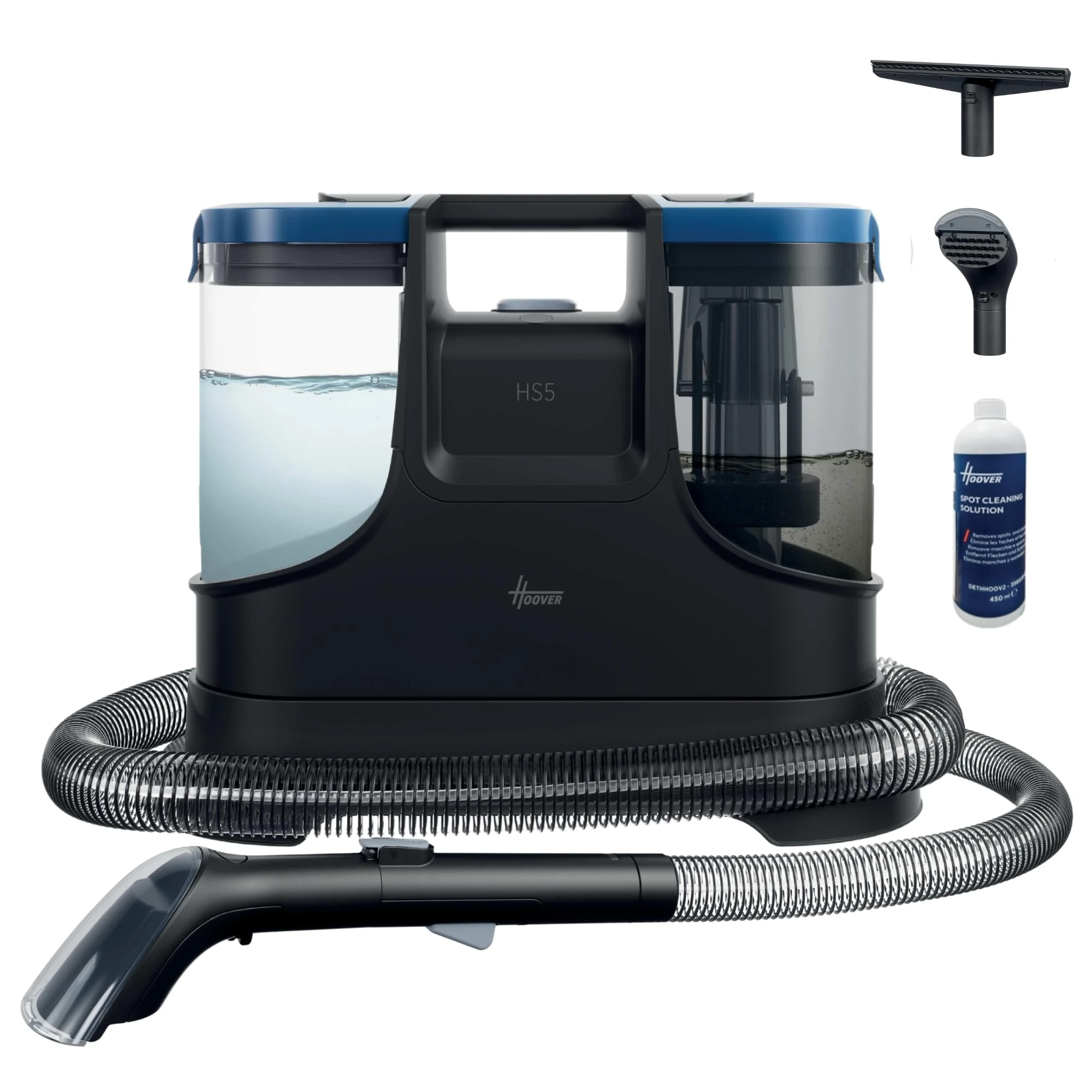 Hoover HS5 Spot Cleaner and Stain Remover - Wash and Dry Carpets, Sofas, Upholstery, Car Seats and Glass, Window Cleaning Accessory, 1.5L Water Tank, Compact, 400W, Ideal for Pets [HS500]