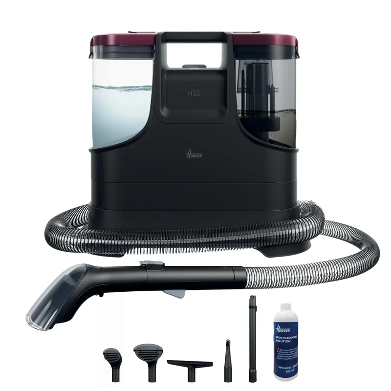 Hoover HS5 Heat Spot Cleaner and Stain Remover - 40°C Hot Water, Wash and Dry Carpets, Sofas, Upholstery and Glass in One Go, 1.5L Water Tank, Multiple Accy's, Compact, 400W, Ideal for Pets [HS530]