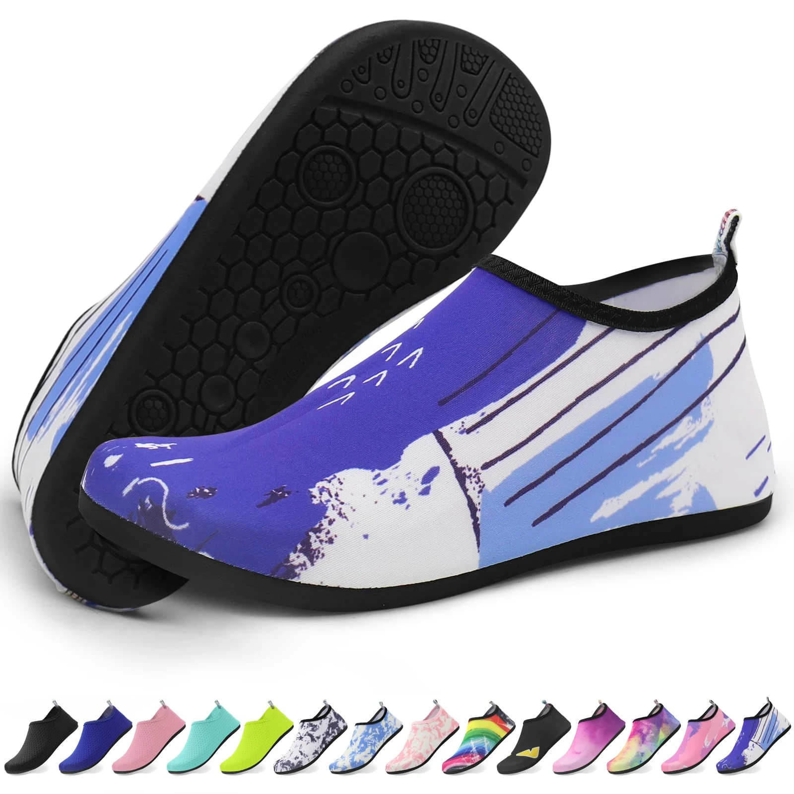 Quick-Dry Water Shoes for Men & Women – Lightweight Beach Shoes with Anti-Slip Sole | Ideal for Swimming, Surfing & Outdoor Sports | Blue Ink-38-39