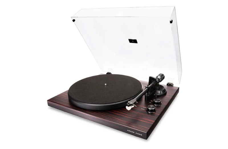 Argon Audio TT MK2 Turntable, Built-in Phono Pre-amp, Audio Technica Cartridge, Aluminium Tonearm, 33/45 RPM, Satin Mahogany
