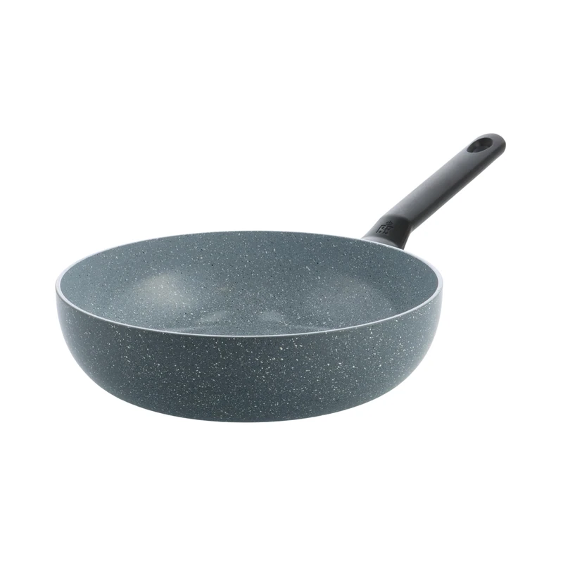 BK Blue Label Granite Ceramic Non-Stick Wok Diameter 28 cm / 3.7 L, PFAS Free, Induction Wok, Granite Non-Stick Coating, Oven Safe up to 160 °C, Dishwasher Safe, Quick Heating, Cool Handles, Blue