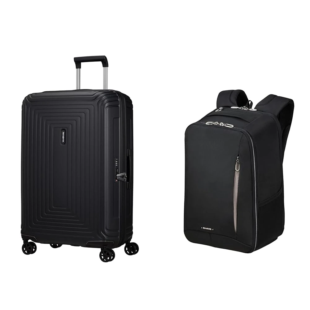Samsonite Neopulse & Guardit Classy - Spinner M, 70 cm, 69 L & Ryanair Cabin Bag, 25 x 20 x 40 cm, 20 L - Classy Business Set - Black