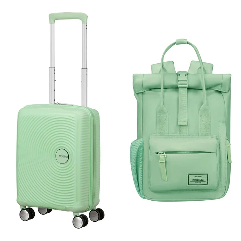 American Tourister Soundbox Mini & Urban Groove - Children's Luggage, 47 cm, 22 L & Backpack, 31 cm, 7 L - Mini Travel Set - Pastel Green