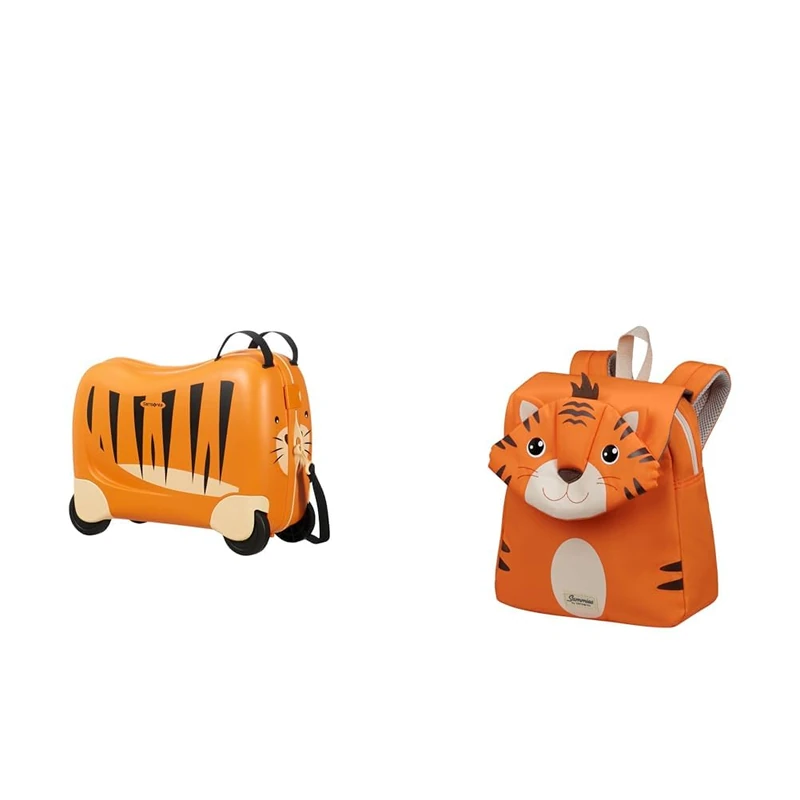 Samsonite Sammies Children's Luggage, 45 cm, 23 L & Children's Backpack S, 27.5 cm, 7.5 L - Tiger Toby Complete Kids Set