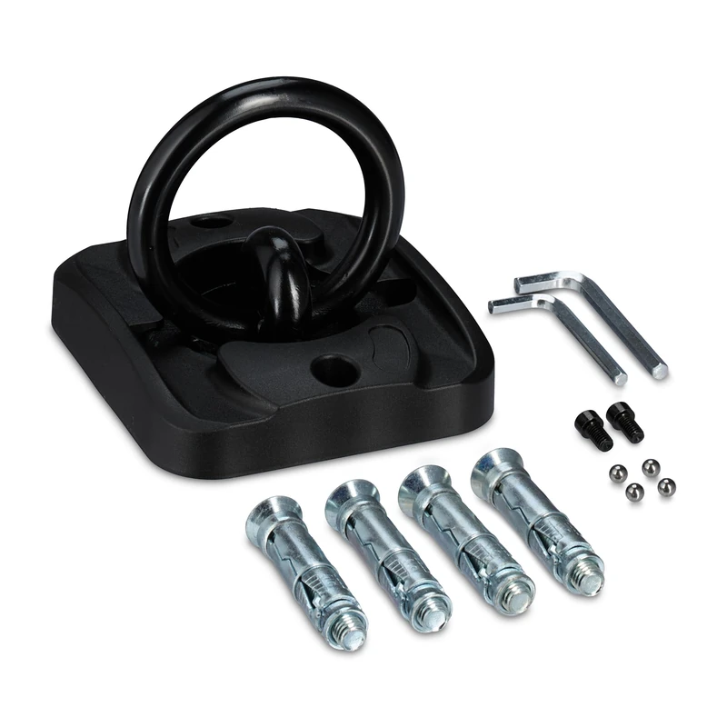 Relaxdays wall & floor anchor, theft protection for bikes, motorcycles, 14 mm shackle, steel, plastic, black anchor