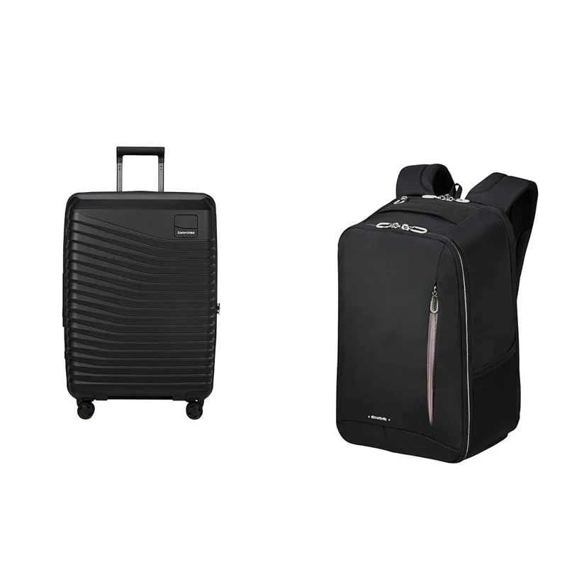 Samsonite Intuo & Guardit Classy - Expandable Suitcase, 69 cm, 79/87 L & Ryanair Cabin Bag, 25 x 20 x 40 cm, 20 L - Classy Business Set - Black