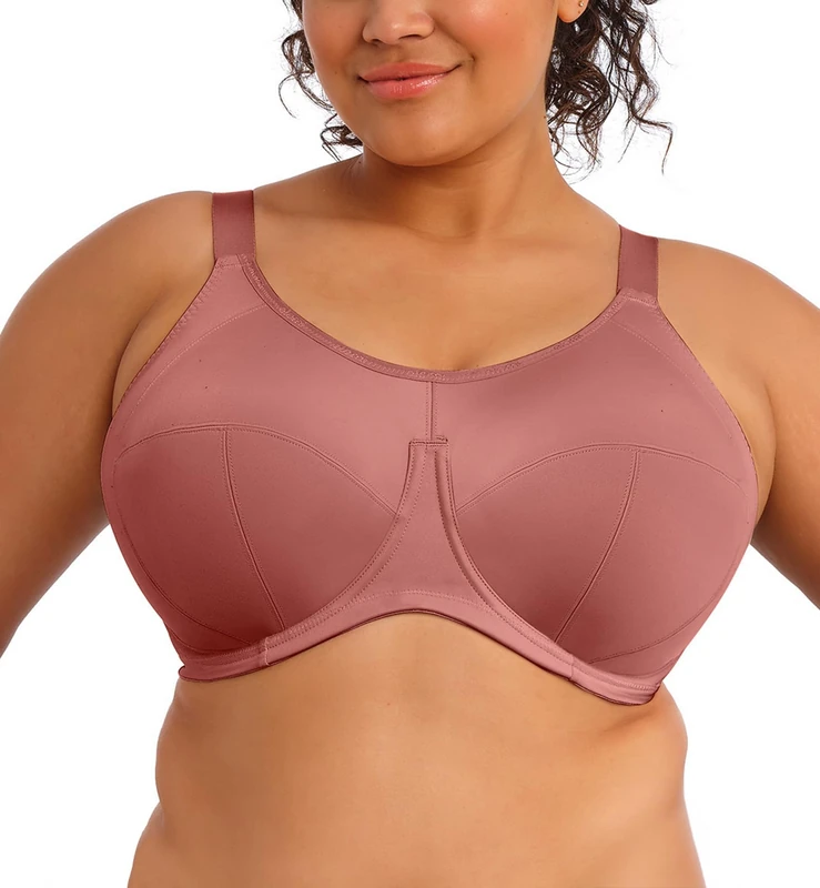 Elomi Womens Energise Sports Bra: High Impact Support. Non-Compression Design, Racerback Option. UK Sizes D-k, Us Sizes D-o, Rosewood, 40F